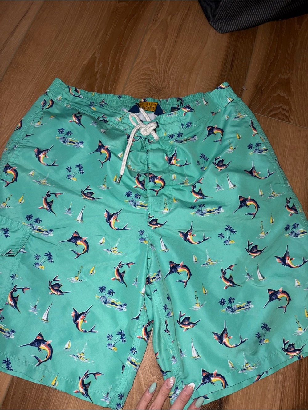 Polo by Ralph Lauren Seafoam Green Marlin Print Swim Shorts